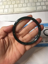 Load image into Gallery viewer, 55.5mm Certified Type A 100% Natural dark green/blue/gray/black Guatemala slim round cut Jadeite bangle AZ168-3455
