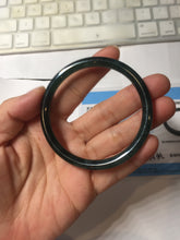 Load image into Gallery viewer, 55.5mm Certified Type A 100% Natural dark green/blue/gray/black Guatemala slim round cut Jadeite bangle AZ168-3455
