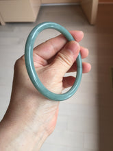 Load image into Gallery viewer, 63mm Certified Type A 100% Natural Light Blue Green Gray Ru Kiln Sky Celadon Blue (汝窑天青蓝) Guatemala Jadeite Jade Slim Round Bangle BS172-8648
