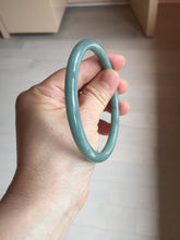 Load image into Gallery viewer, 63mm Certified Type A 100% Natural Light Blue Green Gray Ru Kiln Sky Celadon Blue (汝窑天青蓝) Guatemala Jadeite Jade Slim Round Bangle BS172-8648
