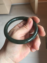 Load image into Gallery viewer, 58.2mm certified 100% Natural dark green/black meteorite round cut nephrite bangle HN163-5908
