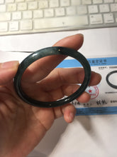 Load image into Gallery viewer, 55.5mm Certified Type A 100% Natural dark green/blue/gray/black Guatemala slim round cut Jadeite bangle AZ168-3455
