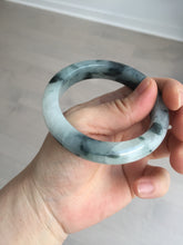 Load image into Gallery viewer, 54mm Certified Type A 100% Natural icy watery dark green/white//black Jadeite Jade bangle BM7-8579
