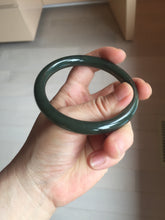 Load image into Gallery viewer, 58.2mm certified 100% Natural dark green/black meteorite round cut nephrite bangle HN163-5908
