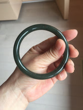 Load image into Gallery viewer, 58.2mm certified 100% Natural dark green/black meteorite round cut nephrite bangle HN163-5908
