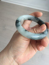 Load image into Gallery viewer, 54mm Certified Type A 100% Natural icy watery dark green/white//black Jadeite Jade bangle BM7-8579
