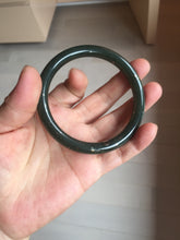 Load image into Gallery viewer, 58.2mm certified 100% Natural dark green/black meteorite round cut nephrite bangle HN163-5908

