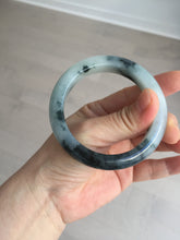 Load image into Gallery viewer, 54mm Certified Type A 100% Natural icy watery dark green/white//black Jadeite Jade bangle BM7-8579
