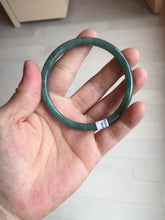 Load image into Gallery viewer, 58mm Certified Type A 100% Natural dark green/blue/gray/black with flying flowers Guatemala Jadeite bangle BS171-8628
