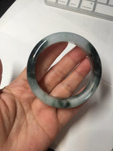 Load image into Gallery viewer, 54.3mm Certified Type A 100% Natural icy watery dark green/white//black Jadeite Jade bangle BM8-8573
