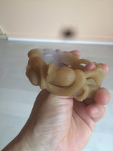 Load image into Gallery viewer, 57.2mm 100% natural light brown/purple carved Lily of the Valley Quartzite (Shetaicui jade) bangle SY3
