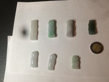 Load image into Gallery viewer, 100% Natural type A green/white/purple Jadeite Jade bamboo pendant group AC81
