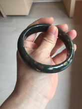 Load image into Gallery viewer, 60.4mm 100% Natural Dark Green Black Meteorite Night Sky Golden Blossom Fireworks Nephrite Bangle HN162-5905
