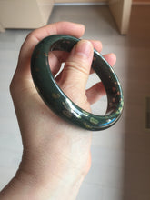 Load image into Gallery viewer, 60.4mm 100% Natural Dark Green Black Meteorite Night Sky Golden Blossom Fireworks Nephrite Bangle HN162-5905
