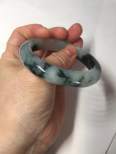 Load image into Gallery viewer, 54.3mm Certified Type A 100% Natural icy watery dark green/white//black Jadeite Jade bangle BM8-8573
