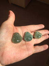 Load image into Gallery viewer, 100% Natural type A icy watery dark green(老油青) happy Buddha jadeite pendant BD190
