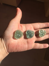 Load image into Gallery viewer, 100% Natural type A icy watery dark green(老油青) happy Buddha jadeite pendant BD190
