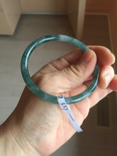 Load image into Gallery viewer, 55.7mm Certified Type A 100% Natural dark green/blue/gray Guatemala slim round cut Jadeite bangle PH1-2337

