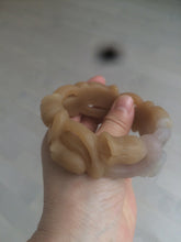 Load image into Gallery viewer, 57.2mm 100% natural light brown/purple carved Lily of the Valley Quartzite (Shetaicui jade) bangle SY3
