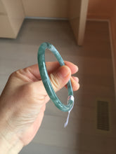 Load image into Gallery viewer, 55.7mm Certified Type A 100% Natural dark green/blue/gray Guatemala slim round cut Jadeite bangle PH1-2337
