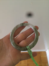 Load image into Gallery viewer, 53.6mm 100% natural Type A brown green white flat round cut jadeite jade bangle F58-7010
