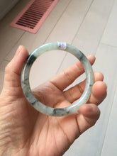 Load image into Gallery viewer, 57.2mm certified 100% natural Type A white sunny green dark green ink painting (水墨) round cut jadeite jade bangle PC158-3151
