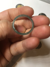 Load image into Gallery viewer, 18.8mm size 8 3/4 100% natural type A icy watery green/blue slim style Guatemala jadeite jade band ring group  BP73
