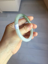 Load image into Gallery viewer, 56mm certified Type A 100% Natural white light green purple with brown red flying dandelions slim round cut Jadeite Jade bangle PE121-3711
