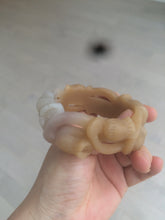 Load image into Gallery viewer, 57.2mm 100% natural light brown/purple carved Lily of the Valley Quartzite (Shetaicui jade) bangle SY3

