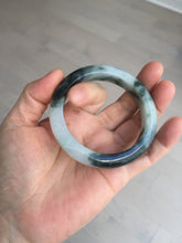 Load image into Gallery viewer, 54.3mm Certified Type A 100% Natural icy watery dark green/white//black Jadeite Jade bangle BM8-8573
