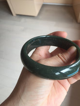 Load image into Gallery viewer, 62.5mm 100% Natural dark green/black meteorite Star Trail(星轨) Night sky nephrite bangle HN161-5901
