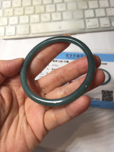 Load image into Gallery viewer, 56.7mm Certified Type A 100% Natura dark blue/green/gray/black Guatemala slim round cut Jadeite bangle AZ170-2448
