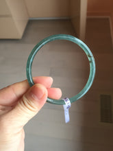 Load image into Gallery viewer, 60.6mm Certified Type A 100% Natural icy watery dark green/blue/gray with Guatemala slim round cut Jadeite bangle PH3-2349
