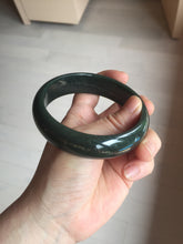 Load image into Gallery viewer, 62.5mm 100% Natural dark green/black meteorite Star Trail(星轨) Night sky nephrite bangle HN161-5901
