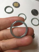 Load image into Gallery viewer, 18.8mm size 8 3/4 100% natural type A icy watery green/blue slim style Guatemala jadeite jade band ring group  BP73
