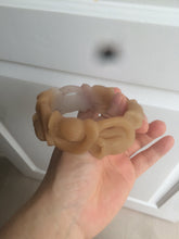 Load image into Gallery viewer, 57.2mm 100% natural light brown/purple carved Lily of the Valley Quartzite (Shetaicui jade) bangle SY3
