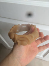 Load image into Gallery viewer, 57.2mm 100% natural light brown/purple carved Lily of the Valley Quartzite (Shetaicui jade) bangle SY3
