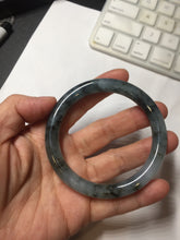 Load image into Gallery viewer, 56mm Certified Type A 100% Natural icy watery dark green/purple/gray round cut Jadeite bangle AA130-6924
