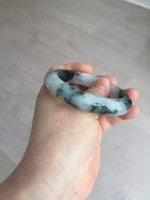Load image into Gallery viewer, 54.3mm Certified Type A 100% Natural icy watery dark green/white//black Jadeite Jade bangle BM8-8573
