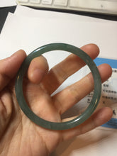 Load image into Gallery viewer, 59.5mm Certified Type A 100% Natural dark green/blue/gray with Guatemala slim round cut Jadeite bangle PE74-1468
