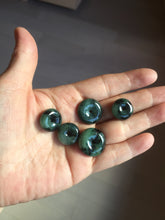 Load image into Gallery viewer, Type A 100% Natural dark green black Jadeite Safety Guardian Button donuts pendant PD187
