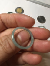 Load image into Gallery viewer, 18.8mm size 8 3/4 100% natural type A icy watery green/blue slim style Guatemala jadeite jade band ring group  BP73
