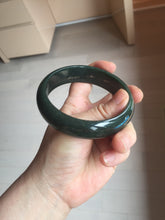 Load image into Gallery viewer, 62.5mm 100% Natural dark green/black meteorite Star Trail(星轨) Night sky nephrite bangle HN161-5901
