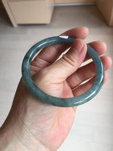 Load image into Gallery viewer, 58.5mm Certified Type A 100% Natural dark green/blue/gray/black with flying flowers Guatemala Jadeite bangle BH238-8656
