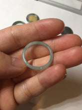 Load image into Gallery viewer, 18.8mm size 8 3/4 100% natural type A icy watery green/blue slim style Guatemala jadeite jade band ring group  BP73

