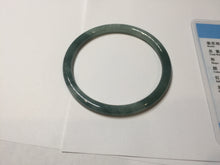 Load image into Gallery viewer, 57.6mm Certified Type A 100% Natural dark green/blue/gray with Guatemala slim round cut Jadeite bangle PJ91-3451
