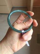 Load image into Gallery viewer, 60mm Certified Type A 100% Natural dark green/blue/gray with Guatemala slim round cut Jadeite bangle PH4-2333

