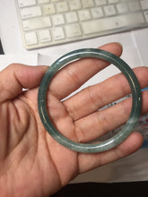 Load image into Gallery viewer, 57.6mm Certified Type A 100% Natural dark green/blue/gray with Guatemala slim round cut Jadeite bangle PJ91-3451
