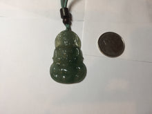 Load image into Gallery viewer, 100% natural grade A icy watery dark green gray jadeite jade Guanyin pendants PB202
