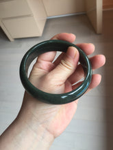 Load image into Gallery viewer, 62.5mm 100% Natural dark green/black meteorite Star Trail(星轨) Night sky nephrite bangle HN161-5901
